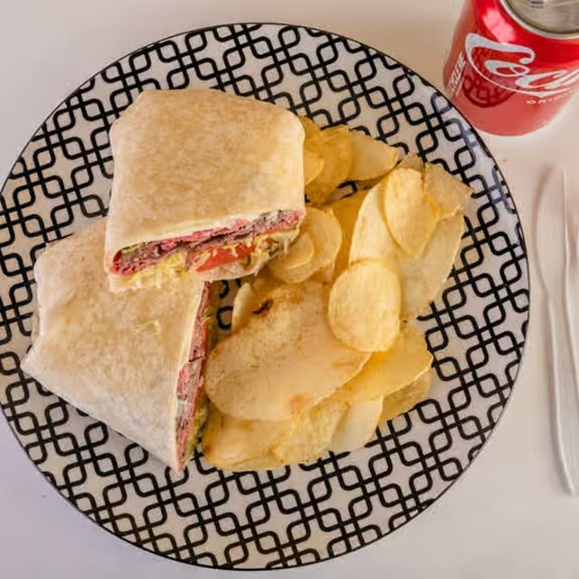 Any Wrap, Chips & Can of Soda Combo.