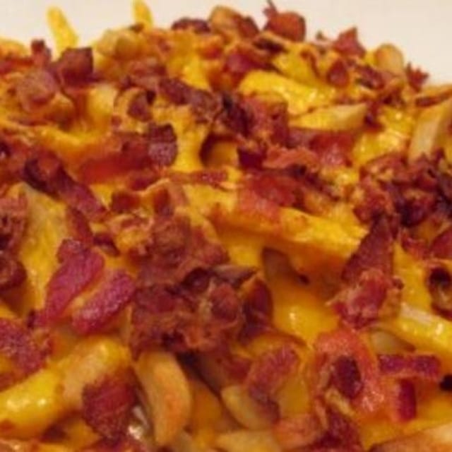 Cheese Fries with Beef Bacon.