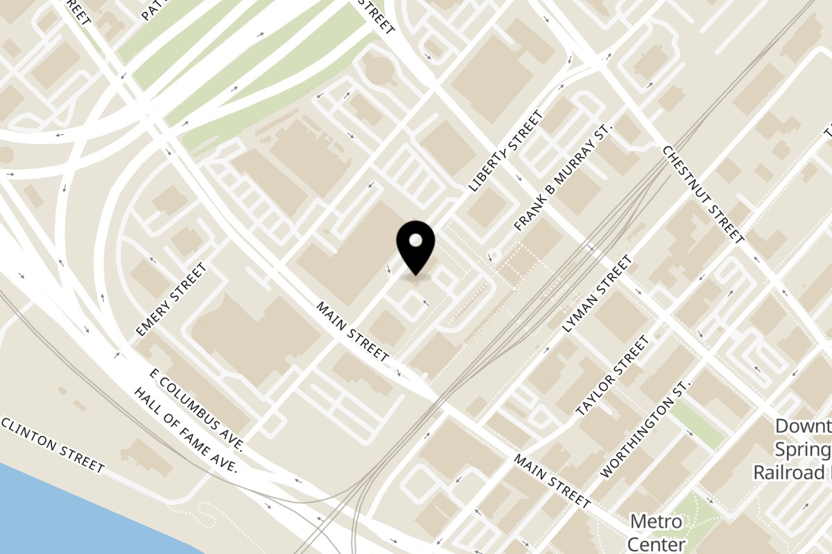Map showing the location of Liberty’s Mediterranean Giant Grinders on 63 Liberty Street in Springfield